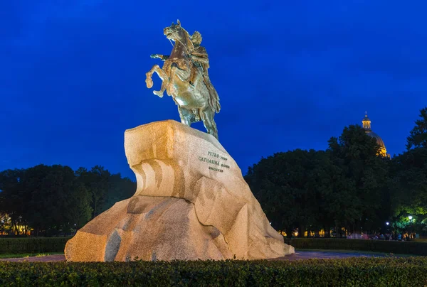 Pomnik Rosyjskiego Cesarza Piotra Wielkiego Brązowy Jeździec Petersburg Rosja — Zdjęcie stockowe