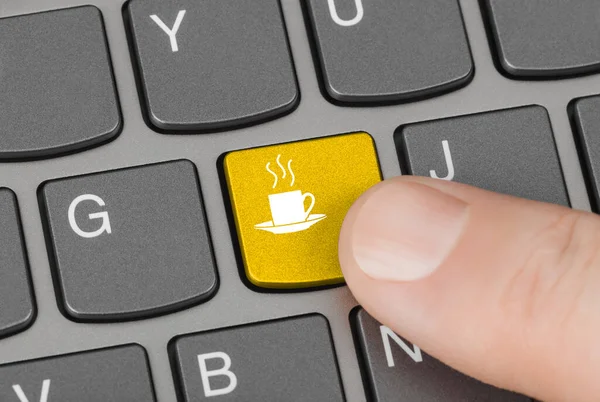 Computer Keyboard Coffee Key Business Concept — Stock Photo, Image