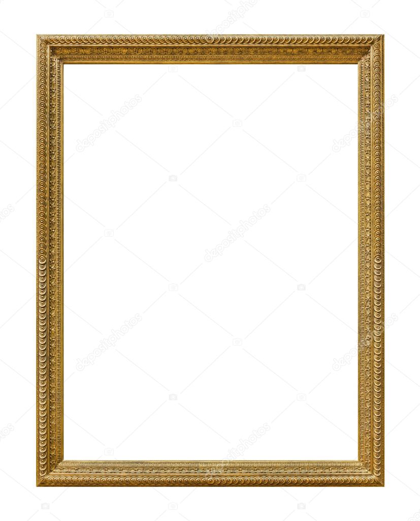 Old wooden picture frame isolated on white background