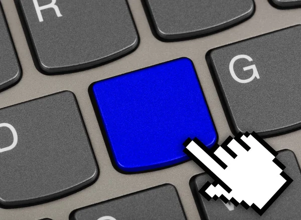 Клавіатура Комп Ютерних Ноутбуків Порожнім Синім Ключем Технологія Фон — стокове фото