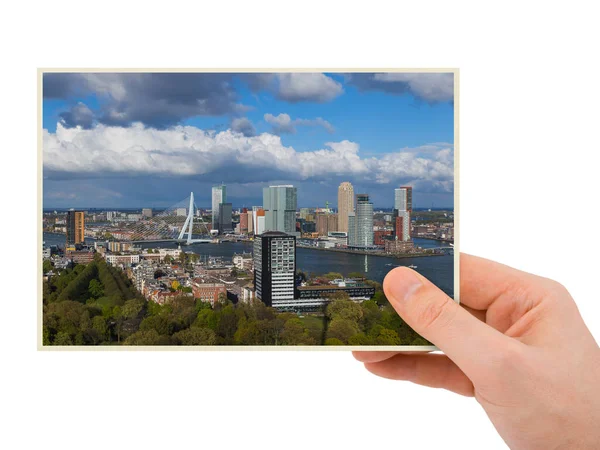 Hand Rotterdam Cityscape Holandia Moje Zdjęcie Izolowane Białym Tle — Zdjęcie stockowe