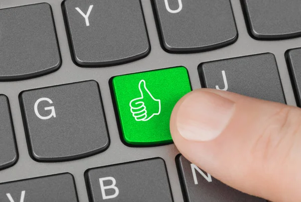 Computer Keyboard Thumb Gesturing Hand Key — Stock Photo, Image