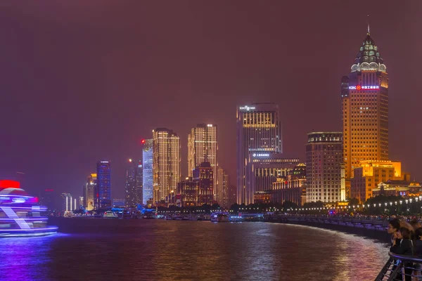 Shanghai China Mei 2018 Een Nachtzicht Skyline Van Koloniale Dijk — Stockfoto