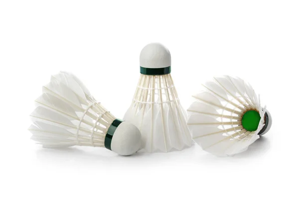 Badminton Shuttlecock Απομονώνονται Λευκό Φόντο — Φωτογραφία Αρχείου