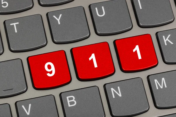 Teclado Ordenador Con Tecla 911 Fondo Tecnología — Foto de Stock