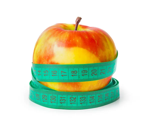 Apple Measuring Tape Isolated White Background — Stock Photo, Image