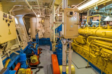 Retro yolcu gemisinin motor bölümü - teknoloji arka planı