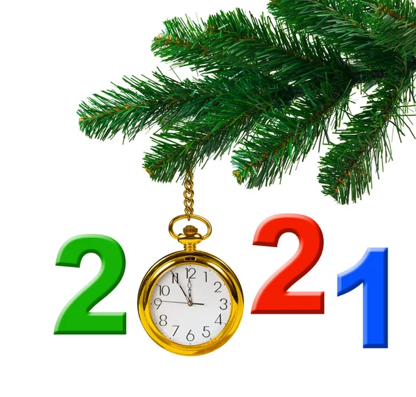 Kerstboom 2021 Geïsoleerd Witte Achtergrond — Stockfoto