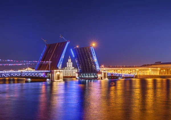 Neva River Open Palace Dvortsovy Bridge Petersburg Russia — Stock Photo, Image