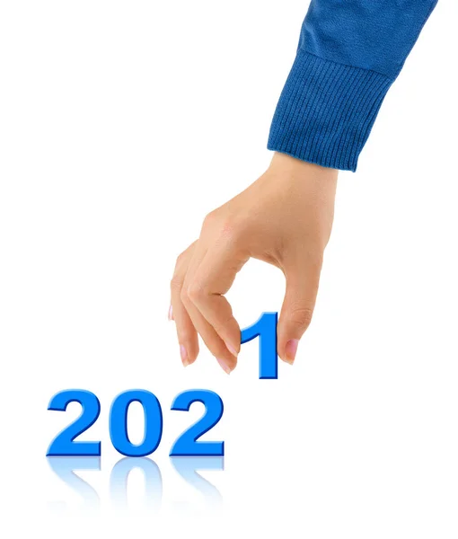 Numbers 2021 Hand Isolated White Background — Stock Photo, Image