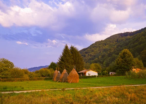 Heu Stapel Dorf Serbien Reisehintergrund — Stockfoto