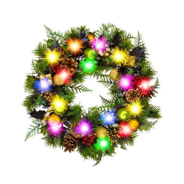 Christmas Wreath Isolated White Background — Stock Photo, Image