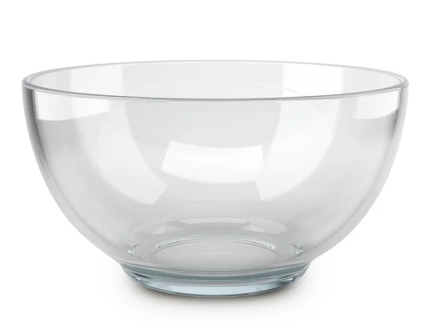 Cuenco Vidrio Transparente Vacío Aislado Sobre Fondo Blanco Representación Ensaladera — Foto de Stock