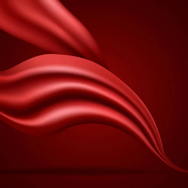 Fond Vectoriel Abstrait Onde Tissu Rouge Avec Espace Copie Fond — Image vectorielle