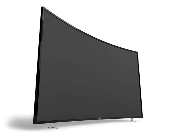 Großer Breiter Schwarzer Fernseher Isoliert Auf Weißem Hintergrund Darstellung Des — Stockfoto