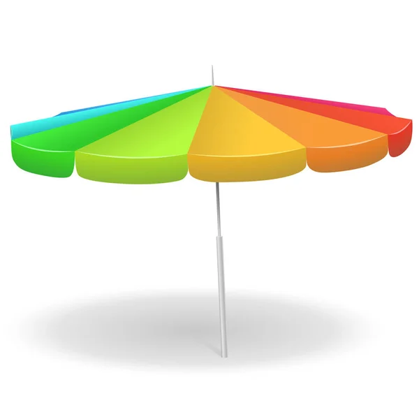 Rainbow Colored Beach Umbrella Isolated White Background Vector Illustration — Stock Vector