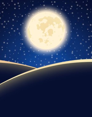 Büyük ay yıldızlı gece gökyüzü vektör arka plan üzerinde.