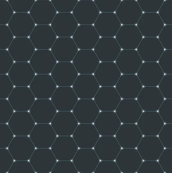 熱烈な交差点と抽象的なシームレスな暗いブルー六角ベクトル パターン — ストックベクタ