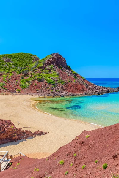 Cala Del Pilar Strandlandschaft Einem Sonnigen Sommertag Auf Menorca Spanien — Stockfoto