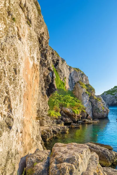 Cales Vikar Klippor Kväll Solljus Menorca Island Balearerna Spanien Vackraste — Stockfoto