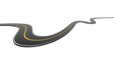 Soyut dalgalı asfalt yol izole yan yana beyaz arka plan gidiyor.