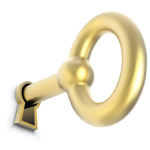 Zlatý Klíč Vložen Dveří Keyhole Vektorové Ilustrace Odemknutí Cesta Obrazu — Stockový vektor