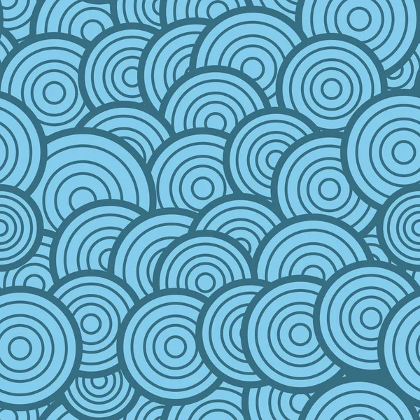 无缝的蓝色圆圈矢量模式 包装纸 布料或内饰打印模板 — 图库矢量图片
