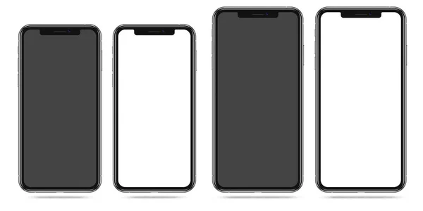 Vista Frontal Apple Iphone Max Con Pantalla Blanco Negro — Vector de stock