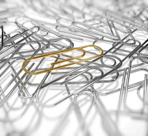 Goldene Büroklammer Stapel Von Stahlklammern Zeichnen Sich Konzept Business Background — Stockfoto