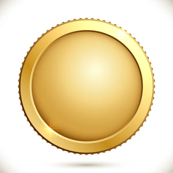 Блискуча Золота Монета Ізольована Білому Тлі Векторна Ілюстрація Золотої Порожньої — стоковий вектор