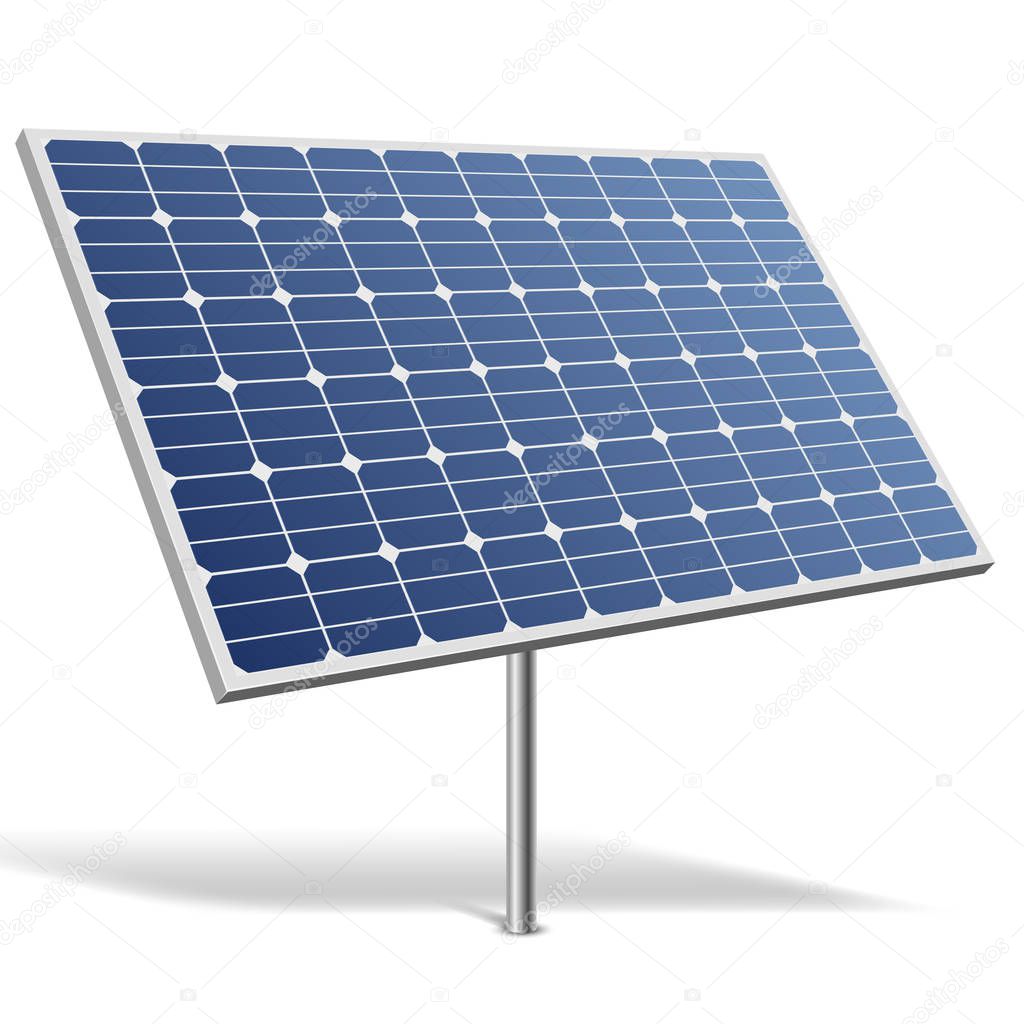Solar panel isolated on white background vector illustration. Alternative renewable energy resource image.