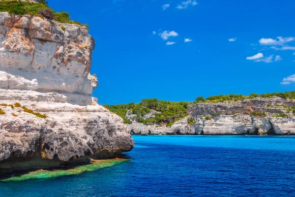 Costa Penhasco Ilha Menorca Zona Cala Macarelleta Ilhas Baleares Espanha — Fotografia de Stock