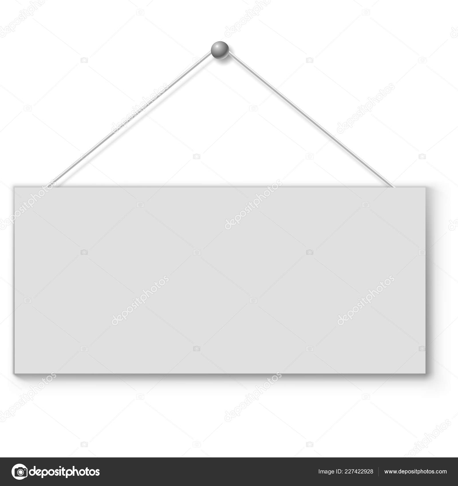 Blank White Door Plate Hanging String Vector Illustration Stock