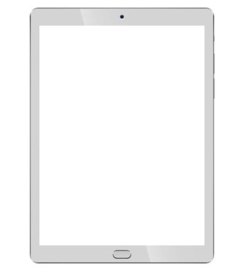 Tablet pc açık izole üzerinde beyaz arka plan görüntülemek. Kayrak vektör mockup boş ekran ile.