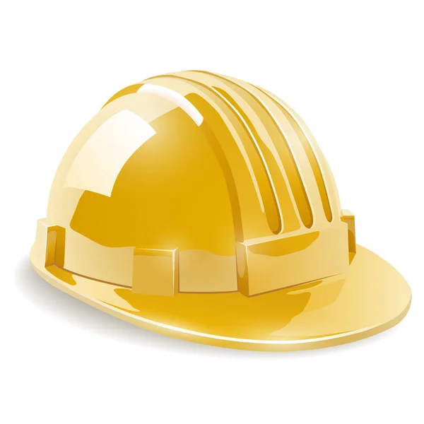 Yellow Construction Safety Helmet Isolated White Background Vector Illustration — Stock Vector