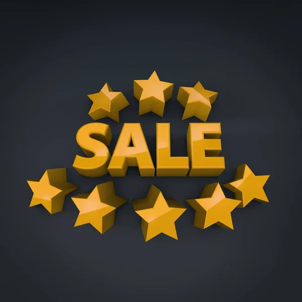 Sale Promotional Banner Yellow Star Shapes Illustration — Stock Photo, Image