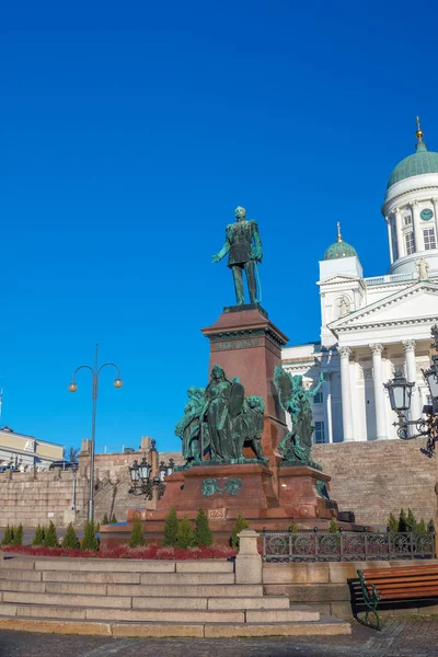 Estatua Alejandro Plaza Del Senado Helsinki Finlandia Fue Erigido 1894 — Foto de Stock