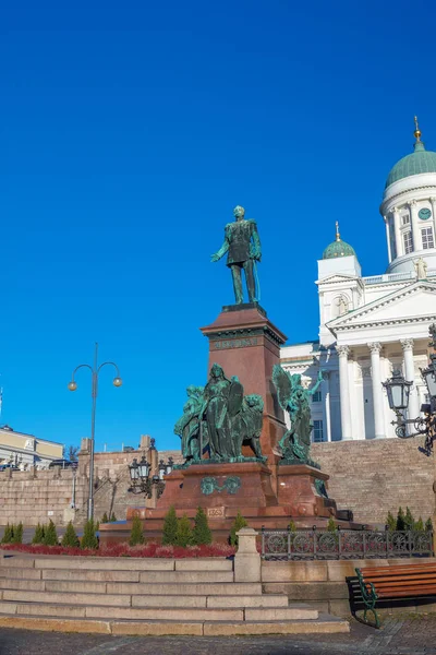 Statue Alexander Helsinki Senate Square Finland Erected 1894 Commemorate Initiation — Stock Photo, Image