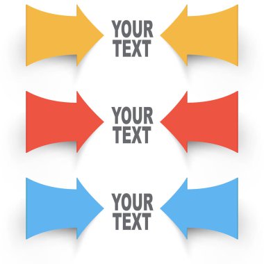 Renk kağıt ok işaretçisi gölge efektli kıvrılmış. Vektör çizim.