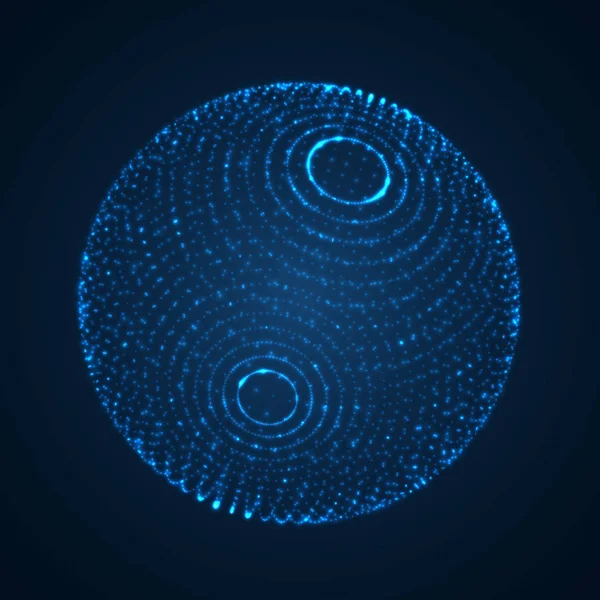 抽象的なブルーの 球白熱粒子のベクトル図の形状 — ストックベクタ