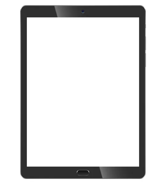Siyah Tablet Önden Görünüm Beyaz Arka Plan Üzerinde Izole Kayrak — Stok Vektör