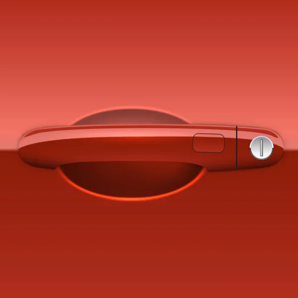 Röd Bil Utanför Dörren Handtag Vektorillustration — Stock vektor