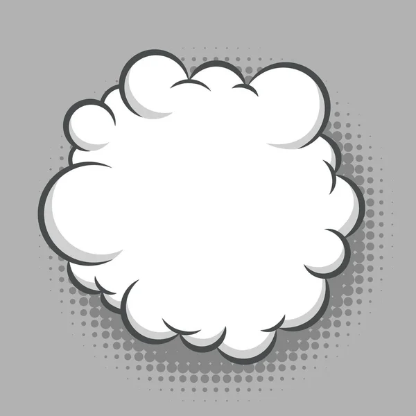 Абстрактна Кругла Біла Комічна Хмара Ізольована Сірому Фоні Векторні Ілюстрації — стоковий вектор