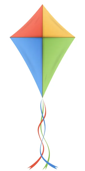 Färgglada Kite Isolerad Vit Bakgrund Vektorillustration — Stock vektor