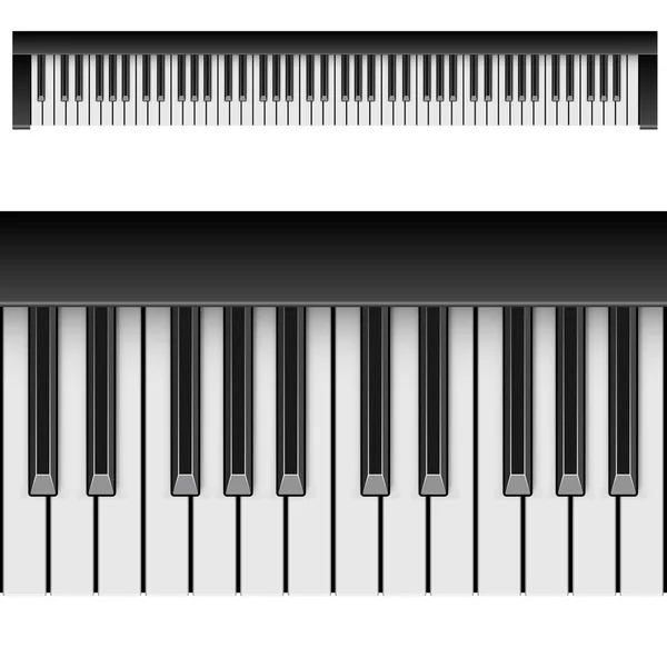 Clés Horizontales Piano Classiques Isolées Sur Fond Blanc Vue Dessus — Image vectorielle