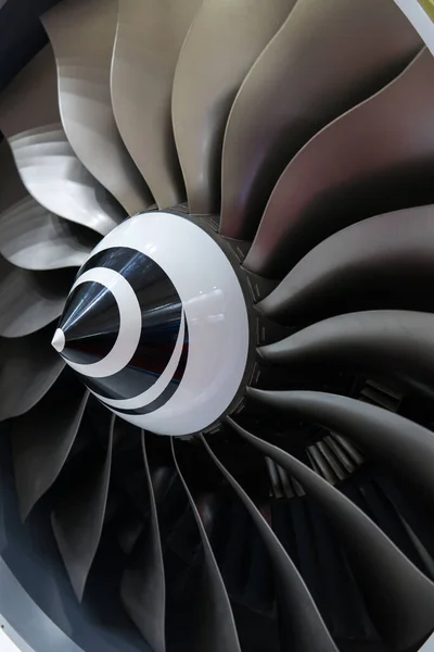 Close-up of a large jet engine turbine blades — Stock Photo, Image