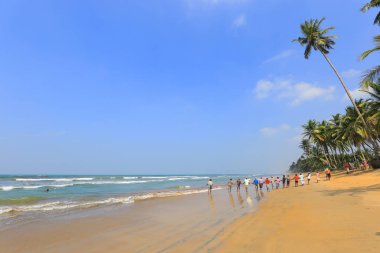 Sri Lanka'da balık tutan bir grup insan