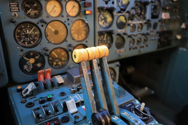 Palanca Empuje Cabina Los Aviones Despegue —  Fotos de Stock