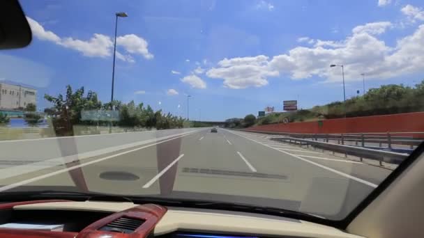 Vista Estrada Dentro Carro Condução Carro Luxo — Vídeo de Stock