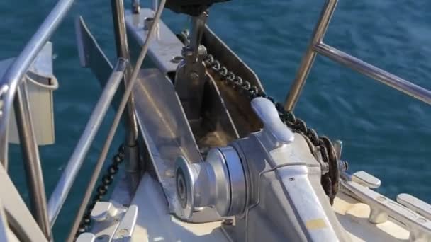 Anchor Chain Sailing Yacht — Stock Video
